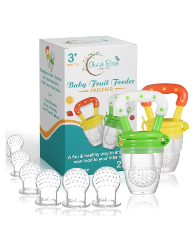 Chupete de Alimentación de Frutas para Bebés - 2 Piezas, Silicona Libre de BPA