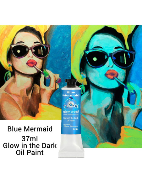 Pintura al Óleo Profesional Glow Cubed Sirena Azul 37ml Fosforescente