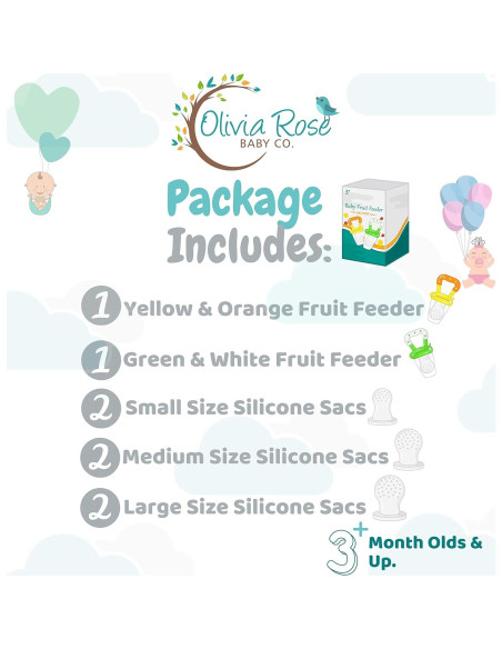 Chupete de Alimentación de Frutas para Bebés - 2 Piezas, Silicona Libre de BPA Chupete de Alimentación de Frutas para Bebés - 2 Piezas, Silicona Libre de BPA