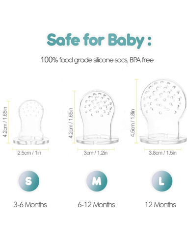 Chupete de Alimentación de Frutas para Bebés - 2 Piezas, Silicona Libre de BPA