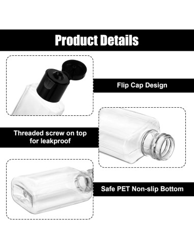 120 Botellas Rellenables 1 Oz QTLCOHD Transparentes con Tapa Flip