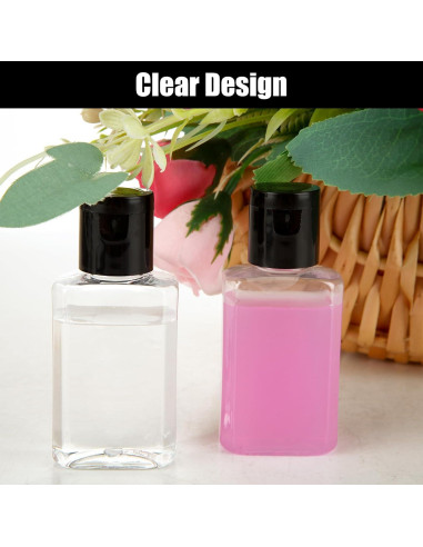 120 Botellas Rellenables 1 Oz QTLCOHD Transparentes con Tapa Flip