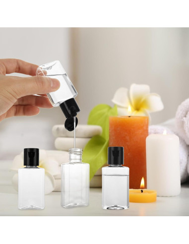 120 Botellas Rellenables 1 Oz QTLCOHD Transparentes con Tapa Flip