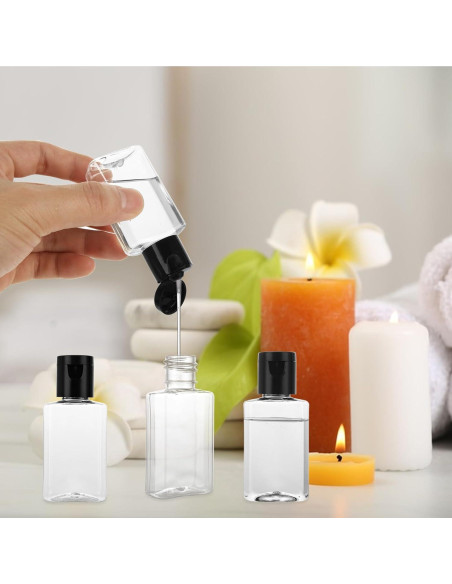 120 Botellas Rellenables 1 Oz QTLCOHD Transparentes con Tapa Flip