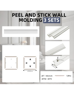 Kit de Moldura de Pared Autoadhesiva Kingump 3D 12 Piezas 2