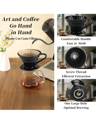 Vertedor de Café Cerámica Mongdio MD-TCLB Negro 320g