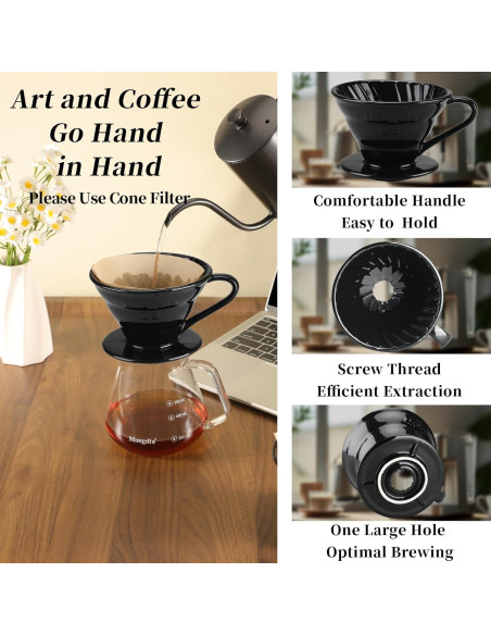 Vertedor de Café Cerámica Mongdio MD-TCLB Negro 320g