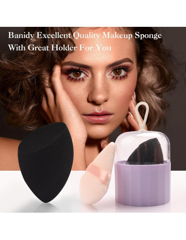 Juego de Esponjas de Maquillaje Banidy con Soporte Negro