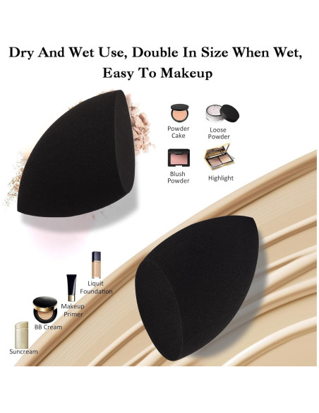 Juego de Esponjas de Maquillaje Banidy con Soporte Negro