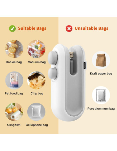 Sello de Bolsas Mini MEPOWER 2 en 1 Cortador y Calor