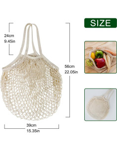 Paquete de 2 Bolsas de Compras Reutilizables de Algodón Beige 2