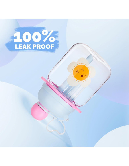 Botella de Agua para Niños 800ml Tritan Azul con Pajilla