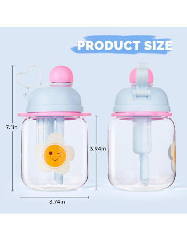 Botella de Agua para Niños 800ml Tritan Azul con Pajilla