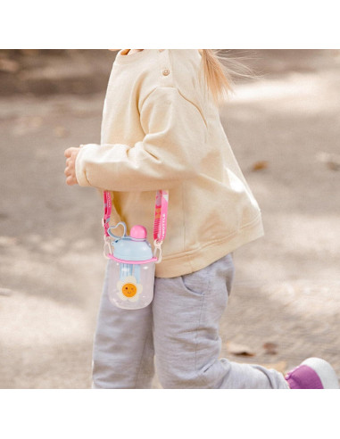 Botella de Agua para Niños 800ml Tritan Azul con Pajilla