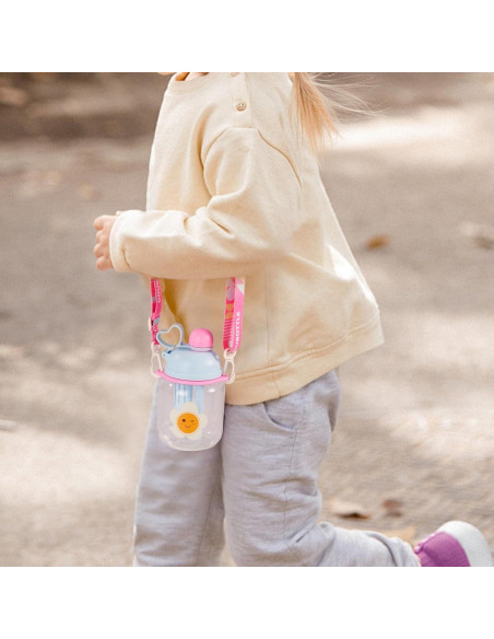 Botella de Agua para Niños 800ml Tritan Azul con Pajilla