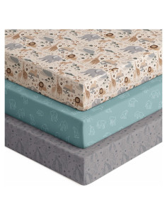 Juego de 3 Sábanas Ajustadas para Cuna Unnivoll Elefante 132x71cm
