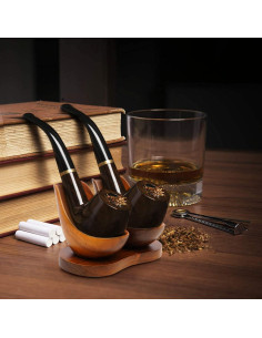 Soporte de Tubos de Tabaco de Madera Doble Briar y Oak 2