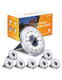 Luces Solares de Suelo Biling 8 Paquetes 12 LEDs Blancas