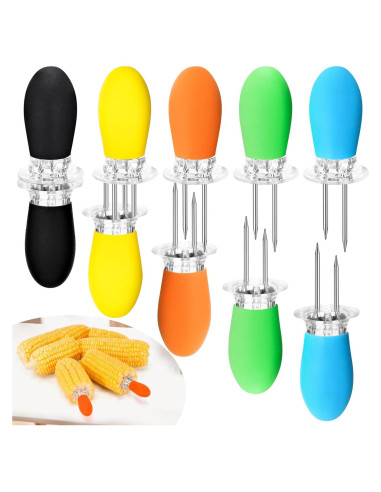 10 Piezas Sujetadores de Mazorcas de Maíz AUGHOA, Acero Inoxidable