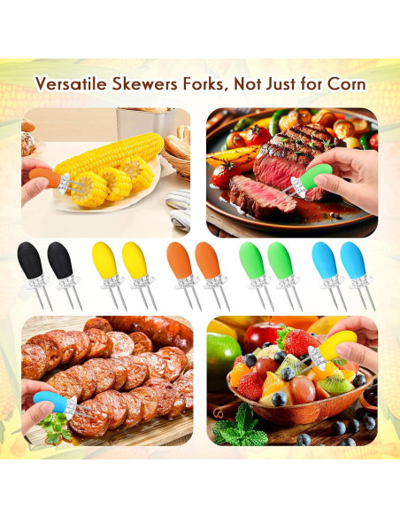 10 Piezas Sujetadores de Mazorcas de Maíz AUGHOA, Acero Inoxidable