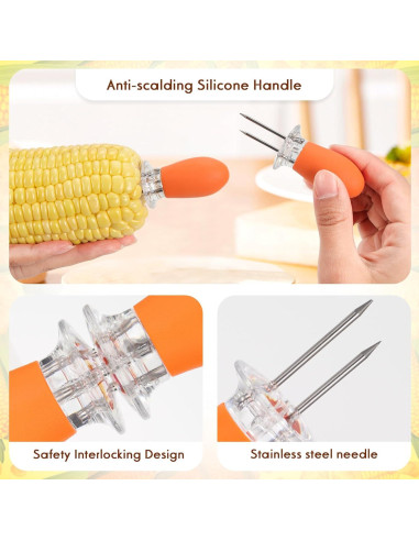 10 Piezas Sujetadores de Mazorcas de Maíz AUGHOA, Acero Inoxidable