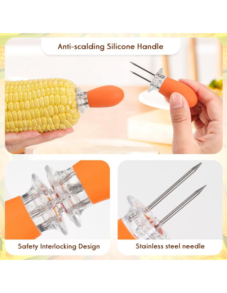 10 Piezas Sujetadores de Mazorcas de Maíz AUGHOA, Acero Inoxidable