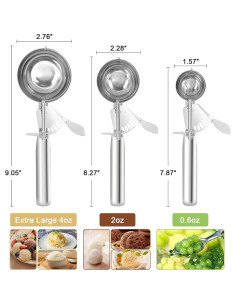 Cucharón de helado 2 oz ZJHFC acero inoxidable 18/8 2