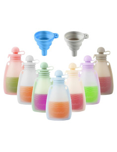 Bolsas de Silicona Reutilizables PandaEar para Bebé - 7 Unidades 150 ml