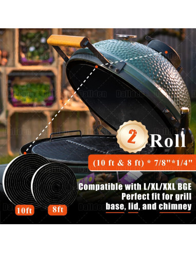 Junta Autoadhesiva Negra Dallden para Big Green Egg 2 Piezas