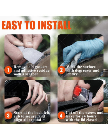 Junta Autoadhesiva Negra Dallden para Big Green Egg 2 Piezas