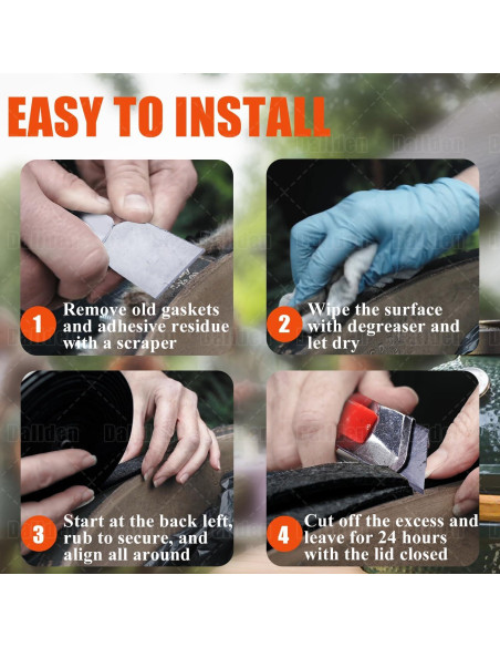 Junta Autoadhesiva Negra Dallden para Big Green Egg 2 Piezas