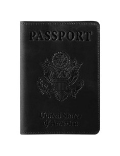 Funda de Pasaporte de Cuero PU Ciana Negra Slim Unisex