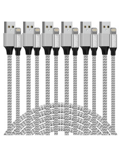Cable de Carga Lightning YEFOOT 6Pack 3.05m MFi para iPhone