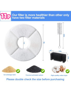11 Piezas Filtros de Reemplazo Guarm para Fuente de Gato 2.5L 2