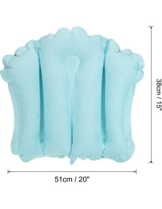 Almohada de Baño Inflable PATIKIL con Ventosas - Azul 51x38cm 2