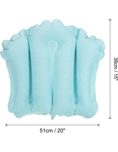 Almohada de Baño Inflable PATIKIL con Ventosas - Azul 51x38cm