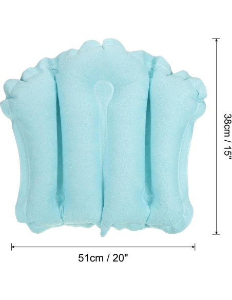 Almohada de Baño Inflable PATIKIL con Ventosas - Azul 51x38cm