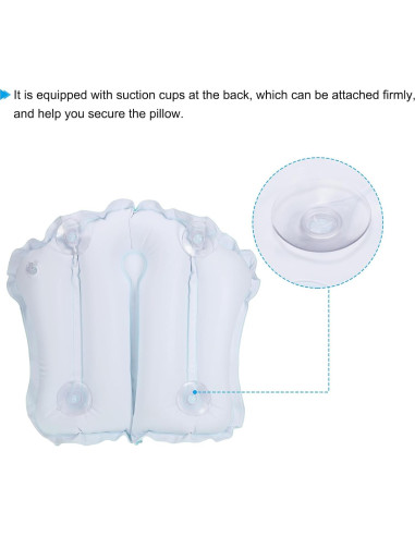 Almohada de Baño Inflable PATIKIL con Ventosas - Azul 51x38cm