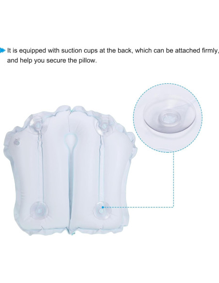 Almohada de Baño Inflable PATIKIL con Ventosas - Azul 51x38cm
