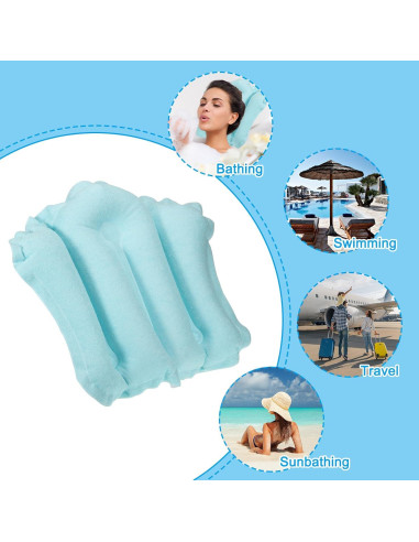 Almohada de Baño Inflable PATIKIL con Ventosas - Azul 51x38cm