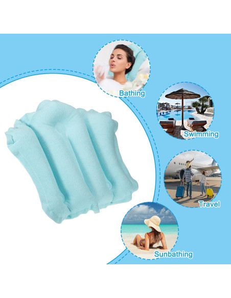 Almohada de Baño Inflable PATIKIL con Ventosas - Azul 51x38cm