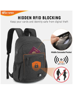 Mochila de Senderismo Antirrobo SKYSPER 18L Plegable Negra 2