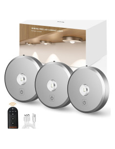 Luces Puck LED Recargables Sin Cable 2200mAh Plata 3PCS