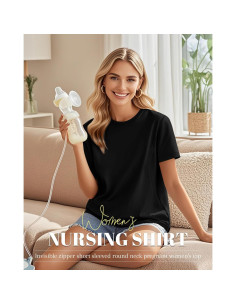 Paquete de 3 Camisetas de Maternidad Algodón X-Large Cremallera Oculta 2