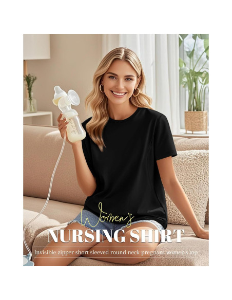 Paquete de 3 Camisetas de Maternidad Algodón X-Large Cremallera Oculta