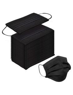 Mascarillas Desechables SOOQOO 100 Pcs 3 Capas Negro