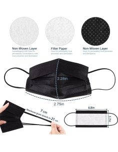 Mascarillas Desechables SOOQOO 100 Pcs 3 Capas Negro 2