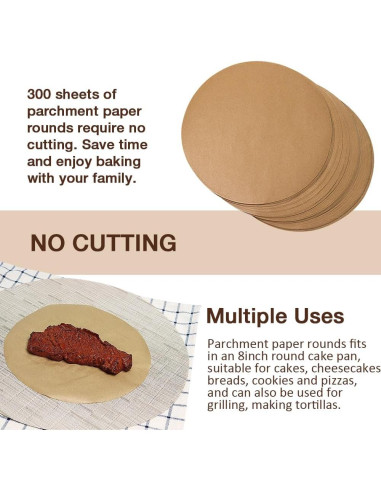 300 Hojas Papel Pergamino Redondo 20 cm Pharamat