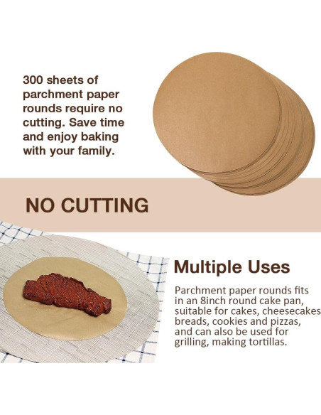 300 Hojas Papel Pergamino Redondo 20 cm Pharamat