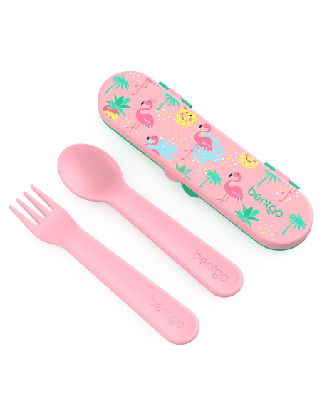 Juego de Utensilios Reutilizables Bentgo Kids - Tenedor y Cuchara Tropical